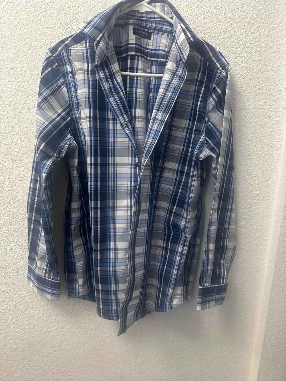 Men's Blue Plaid Long-Sleeve Casual Button-Down Shirt